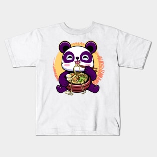 Panda  Eating Ramen Kawaii Kids T-Shirt